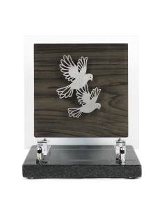 PLAQUE BOIS + MOTIF INOX...
