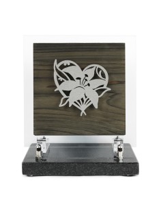 PLAQUE BOIS + MOTIF INOX...
