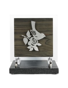 PLAQUE BOIS + MOTIF INOX...