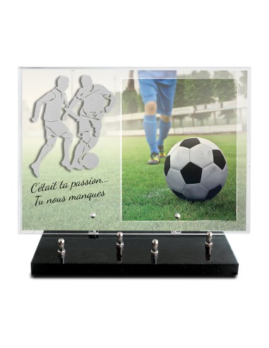 PLAQUE IMPRIMEE 25X35 + MOTIF INOX FOOTBALL