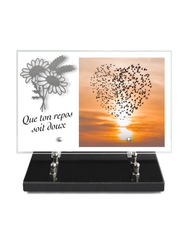 PLAQUE IMPRIMEE 20X30 + MOTIF INOX BOUQUET