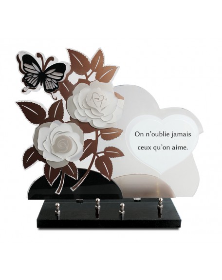 PLAQUE ALTU 32X37CM ROSE MARRON & TEXTE COEUR