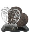 PLAQUE GRANIT COEUR 30X39CM MOTIF INOX  SANS TEXTE