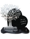 PLAQUE GRANIT COEUR 30X39CM MOTIF INOX + TEXTE GRAVE ARGENT