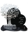 PLAQUE GRANIT COEUR 30X39CM MOTIF INOX + TEXTE GRAVE ARGENT