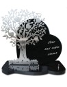 PLAQUE GRANIT COEUR 30X39CM MOTIF INOX + TEXTE GRAVE ARGENT
