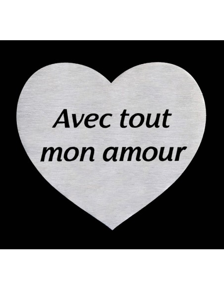 LOT DE 12 COEURS AVEC TEXTE DECOUPE + 1 PRESENTOIR OFFERT