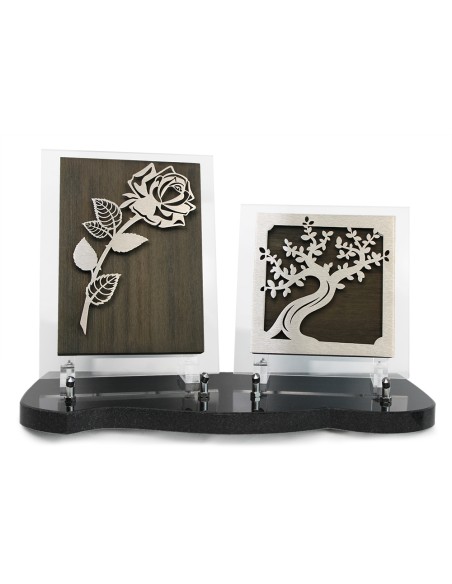 PLAQUE BOIS + MOTIF INOX 24X38CM