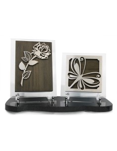 PLAQUE BOIS + MOTIF INOX...