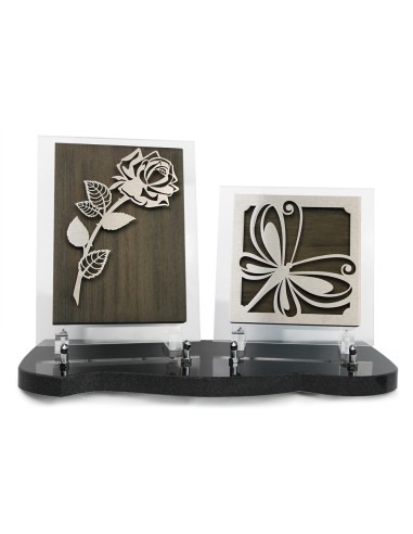 PLAQUE BOIS + MOTIF INOX 24X38CM