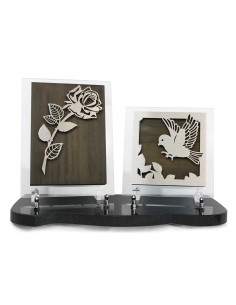 PLAQUE BOIS + MOTIF INOX...