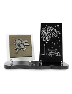 PLAQUE BOIS + MOTIF INOX...