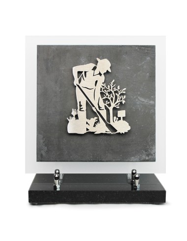 PLAQUE EN GRES CERAME + MOTIF INOX 24X24CM JARDINIER