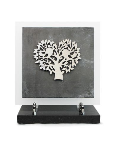 PLAQUE EN GRES CERAME + MOTIF INOX 24X24CM ARBRE