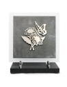 PLAQUE EN GRES CERAME + MOTIF INOX 24X24CM MARGUERITE