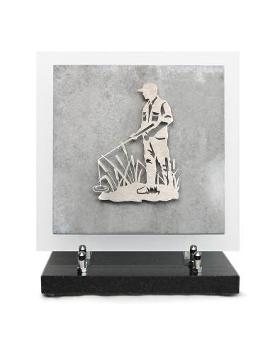 PLAQUE EN GRES CERAME + MOTIF INOX 24X24CM PECHEUR