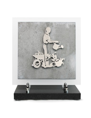 PLAQUE EN GRES CERAME + MOTIF INOX 24X24CM JARDINIER