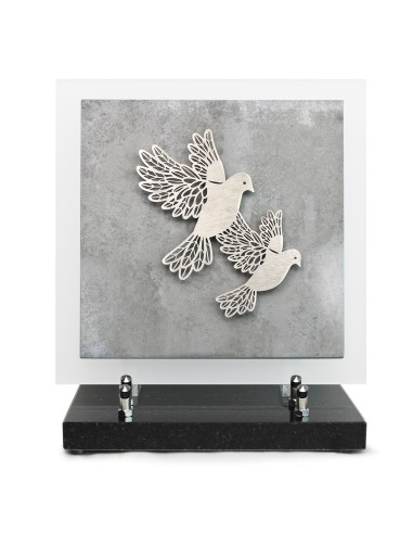 PLAQUE EN GRES CERAME + MOTIF INOX 24X24CM COLOMBE