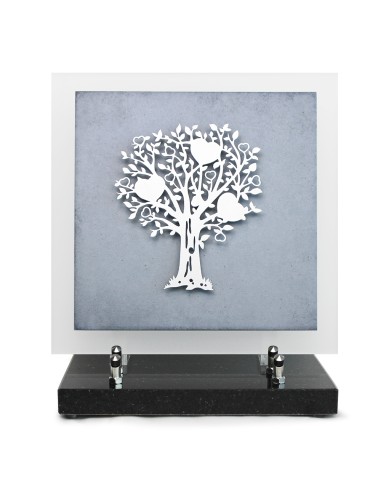 PLAQUE EN GRES CERAME + MOTIF INOX 24X24CM ARBRE