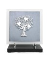 PLAQUE EN GRES CERAME + MOTIF INOX 24X24CM ARBRE