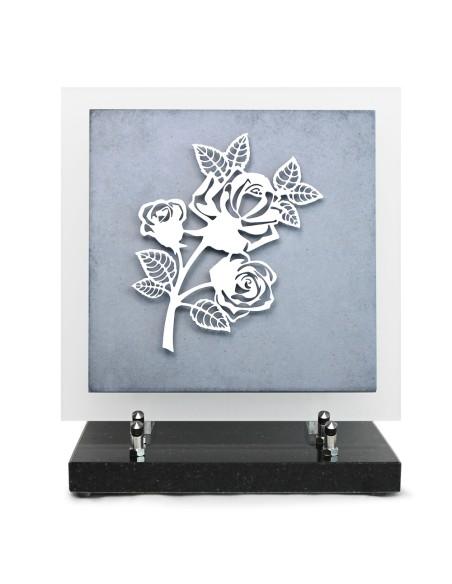 PLAQUE EN GRES CERAME + MOTIF INOX 24X24CM ROSE