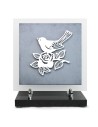 PLAQUE EN GRES CERAME + MOTIF INOX 24X24CM OISEAU