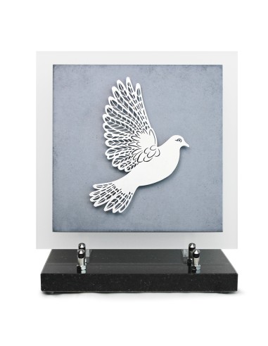 PLAQUE EN GRES CERAME  + MOTIF INOX 24X24CM COLOMBE