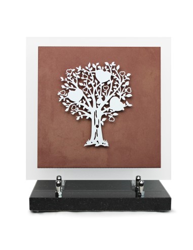 PLAQUE EN GRES CERAME + MOTIF INOX 24X24CM ARBRE