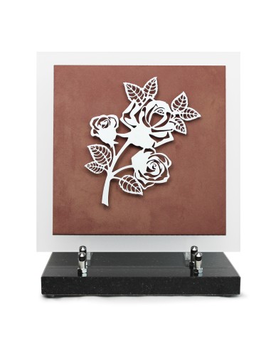 PLAQUE EN GRES CERAME  + MOTIF INOX 24X24CM ROSE