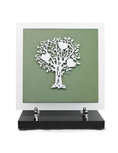 PLAQUE EN GRES CERAME  + MOTIF INOX 24X24CM ARBRE