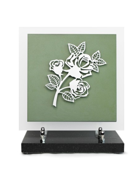 PLAQUE EN GRES CERAME + MOTIF INOX 24X24CM ROSE