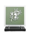 PLAQUE EN GRES CERAME + MOTIF INOX 24X24CM ROSE