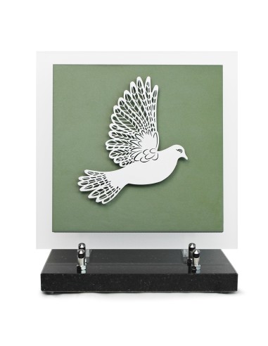 PLAQUE EN GRES CERAME + MOTIF INOX 24X24CM COLOMBE