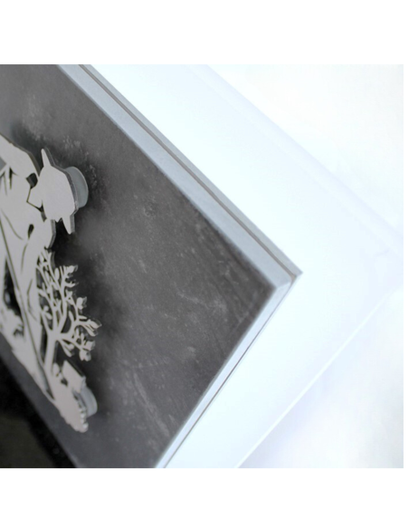 PLAQUE EN GRES CERAME + MOTIF INOX 24X24CM CHASSEUR