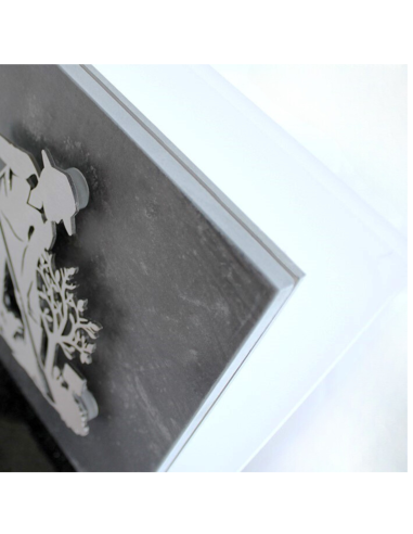 PLAQUE EN GRES CERAME + MOTIF INOX...