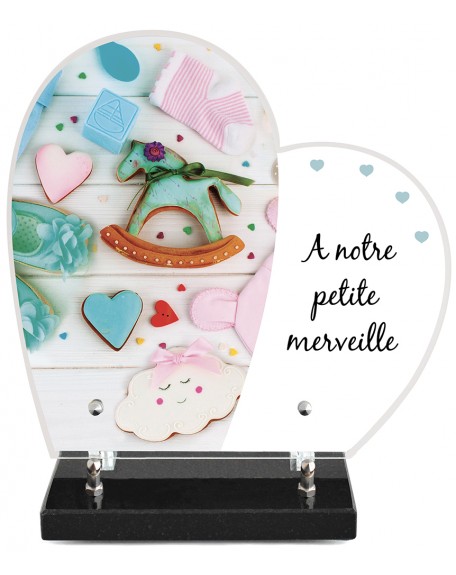 PLAQUE ENFANT IMPRIMEE COEUR 28X27