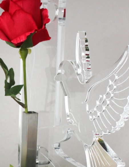 PLAQUE ALTUGLAS 25X25CM + FLEURS ARTIFICIELLES