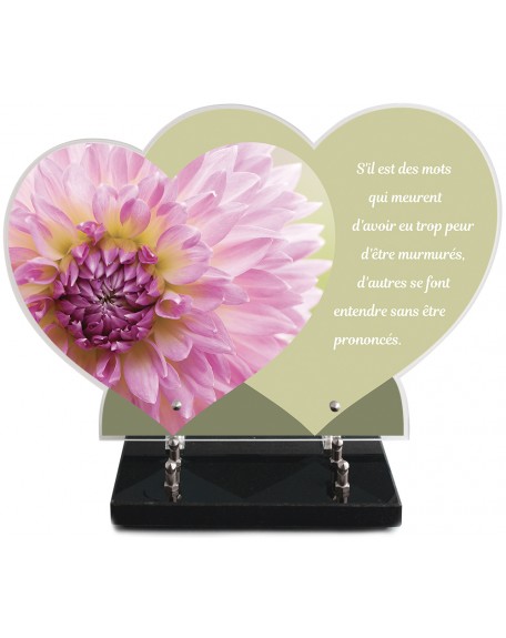 PLAQUE ALTU IMPRIMEE DOUBLE CŒUR 27X40 CHRYSANTHEME