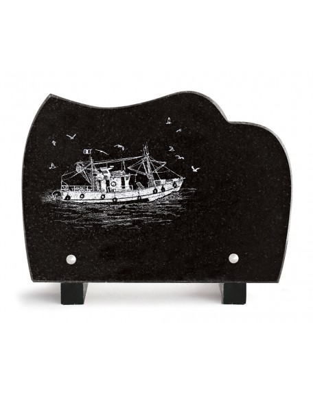 PLAQUE GRANIT 15X21 GRAVURE LASER - BATEAU