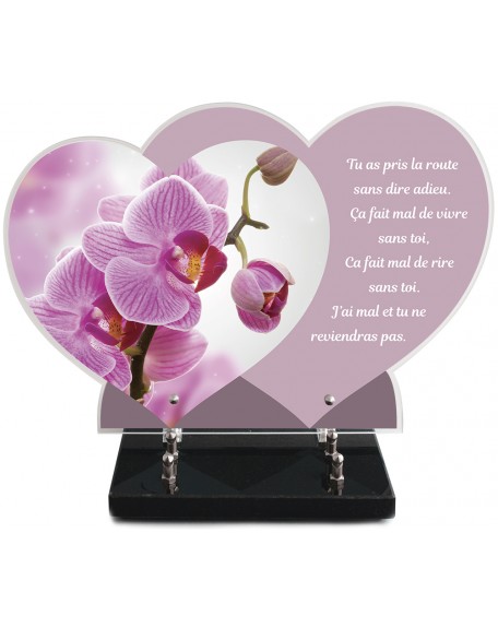 PLAQUE ALTU IMPRIMEE DOUBLE CŒUR 27X40 ORCHIDEE