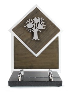 PLAQUE BOIS + MOTIF INOX...