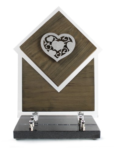 PLAQUE BOIS + MOTIF INOX 24.5X31.5CM