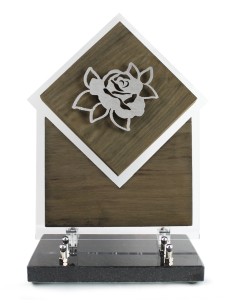 PLAQUE BOIS + MOTIF INOX...
