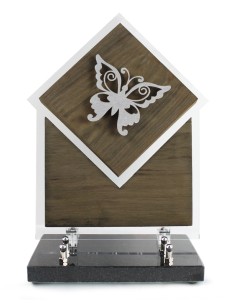 PLAQUE BOIS + MOTIF INOX...