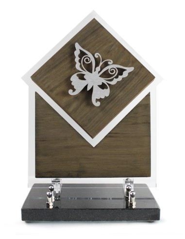 PLAQUE BOIS + MOTIF INOX 24.5X31.5CM