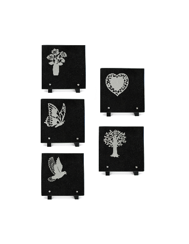 LOT DE 5 PLAQUES GRANIT 20X20CM MOTIF INOX "OFFRE SPECIALE" 