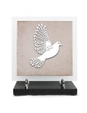 PLAQUE EN GRES CERAME + MOTIF INOX 24X24CM COLOMBE