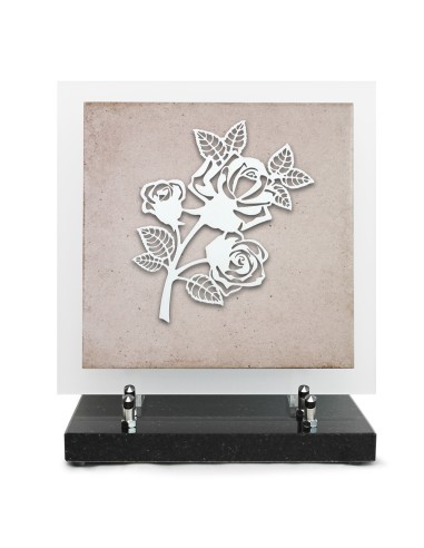 PLAQUE EN GRES CERAME + MOTIF INOX 24X24CM ROSE