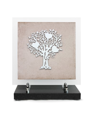 PLAQUE EN GRES CERAME + MOTIF INOX 24X24CM ARBRE