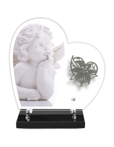 PLAQUE ALTU IMPRIMEE COEUR S/SOCLE 28X27 + MOTIF INOX LYS